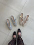Lace Gauze Slip On Mules